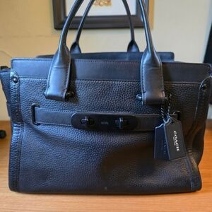 COACH black leather shoulder bag